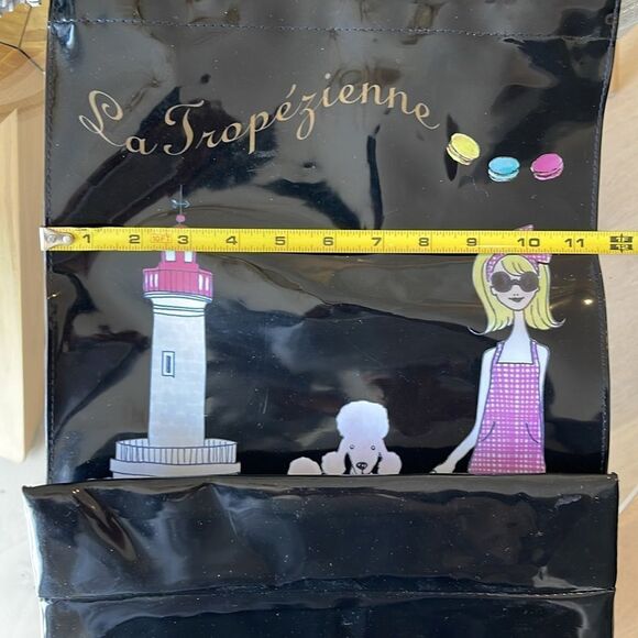 Rare Laduree Paris Black La Tropeziene Patent Leather Black Tote Bag. - Picture 5 of 6